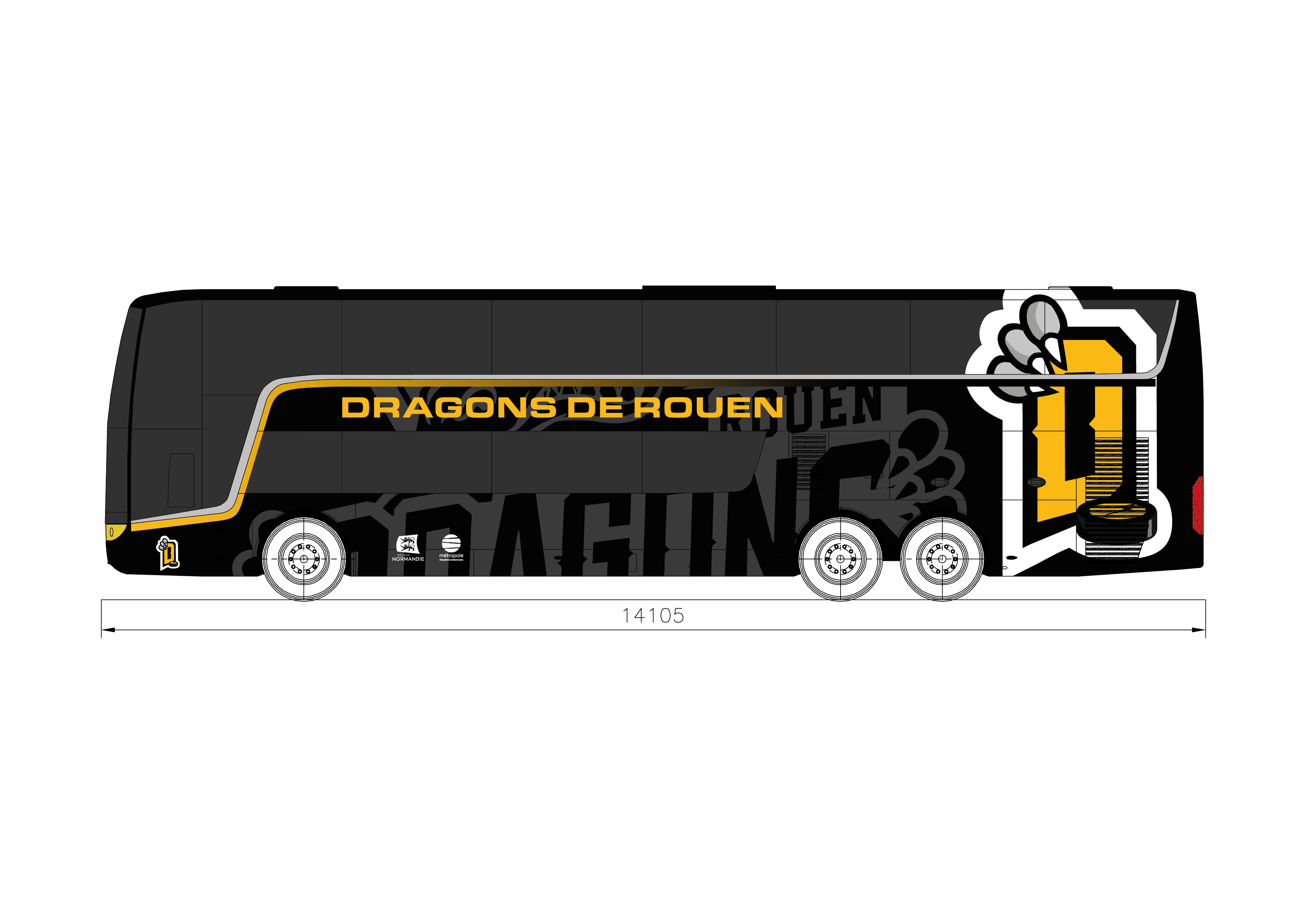 Plan Illustrator du bus des Dragons de Rouen 1